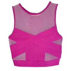 ARDEN B Y2K Vintage Hot Pink Sleeveless Mesh Crop Top | Size Small